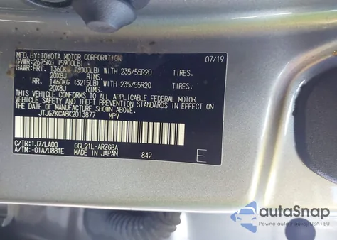 2019 Lexus Rx 350L Luxury from USA, damaged, VIN JTJGZKCA8K2013877